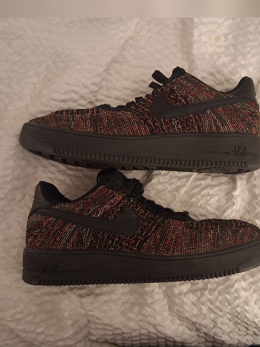 Nike Air Force One Flynit Multicolor Flyknit Sneakers with Black Accents - Picture 2 of 7